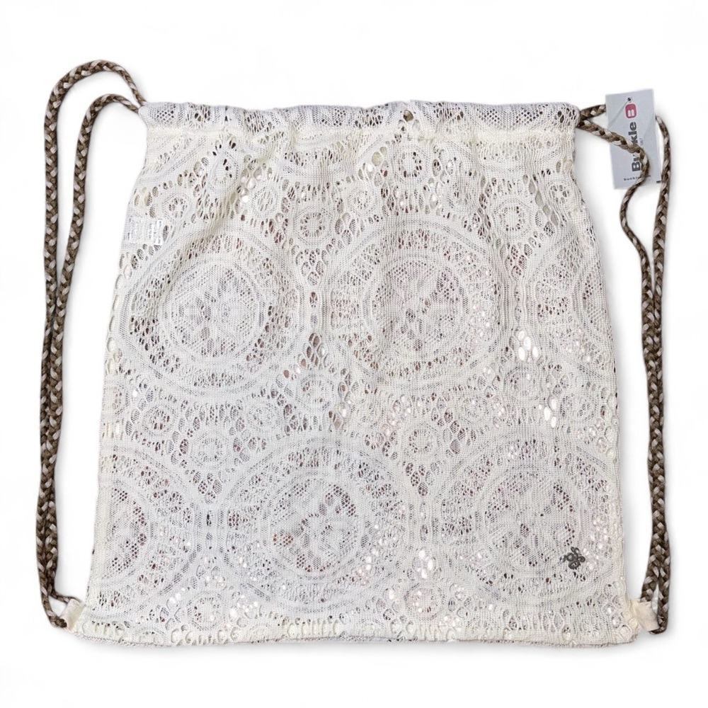 Buckle NWT Cream Lace Drawstring Bag